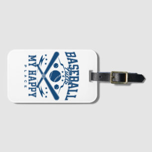 Baseball Fuels My Happy Place Luggage Tag
