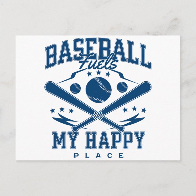 Baseball Fuels My Happy Place Postcard (Front)