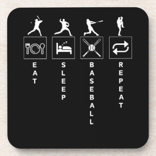 Baseball Funny Sports Quote Eat Sleep Repeat Coaster