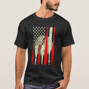 Baseball Funny Vintage Usa Flag American Flag Meri T-Shirt