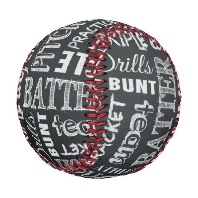 Baseball Game Chalkboard Words Baseball (Angled)