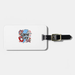 Baseball Game Day Retro Tis The Season Chequered Luggage Tag