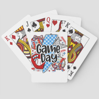 Baseball Game Day Retro Tis The Season Chequered Playing Cards