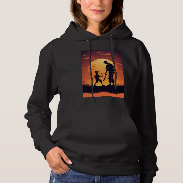 Baseball Game Fans Father and Son Playing Baseball Hoodie (Front)
