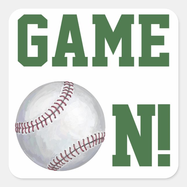 Baseball Game On Square Sticker (Front)