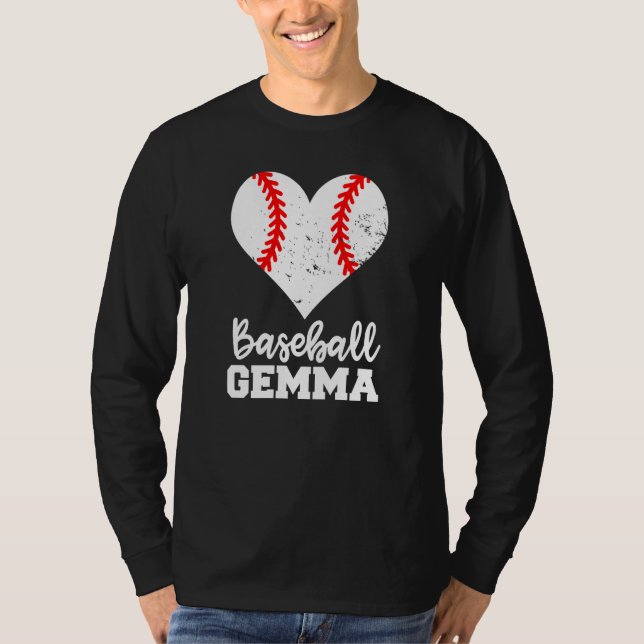 Baseball Gemma Baseball Heart Grandma Gemma T-Shirt (Front)