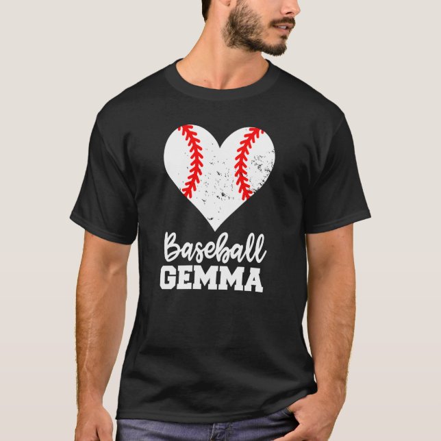 Baseball Gemma Baseball Heart Grandma Gemma T-Shirt (Front)