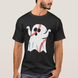 Baseball Ghost Trick Or Treat Funny Halloween T-Shirt