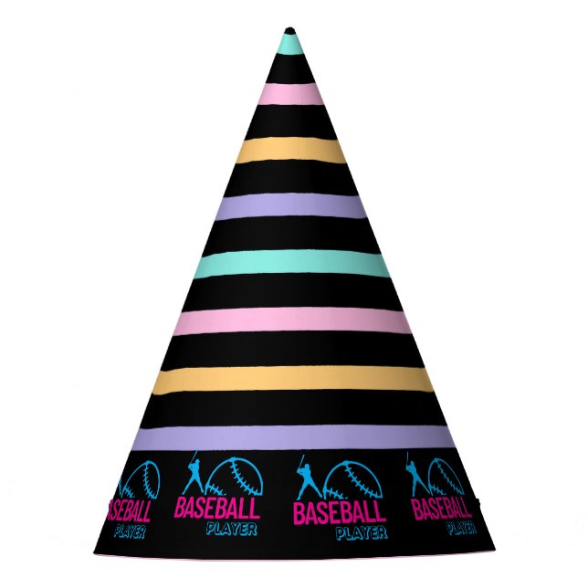 Baseball Girl Birthday, Baseball Player Gift Party Party Hat (Front)