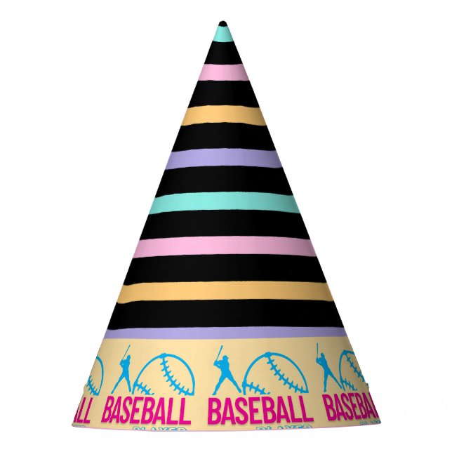 Baseball Girl Birthday, Baseball Player Gift Party Party Hat (Front)