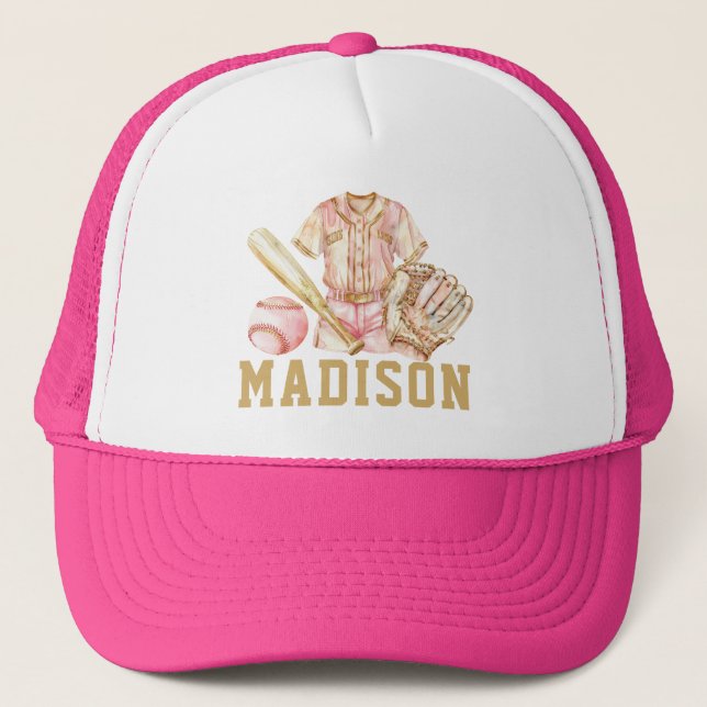 Baseball Girl Birthday Trucker Hat (Front)