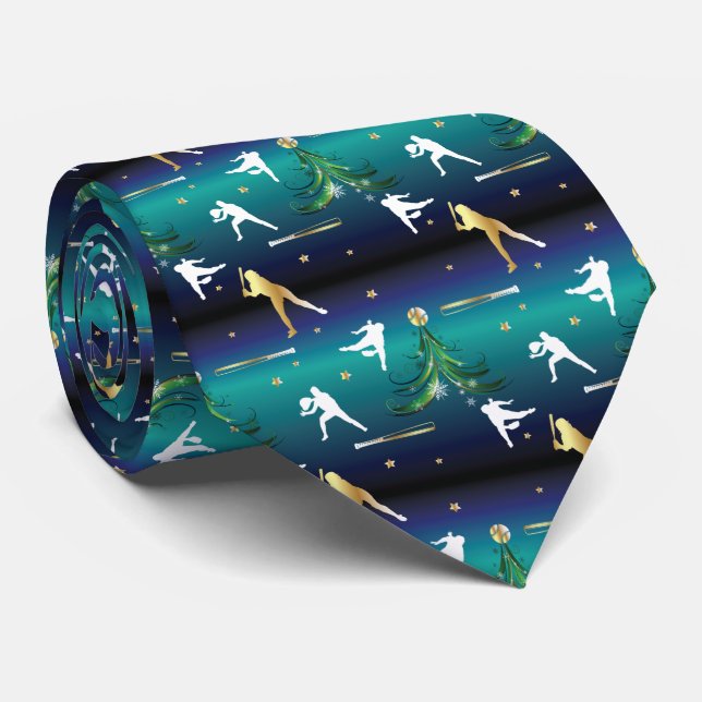 Baseball Girls Softball Christmas Tie (Rolled)