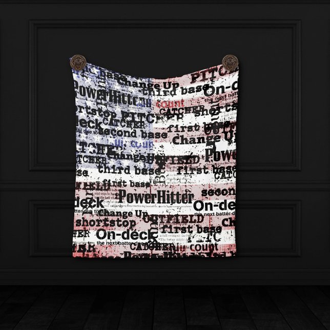 Baseball Glory | Faded Grunge American Flag Words Fleece Blanket (Creator Uploaded)
