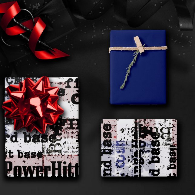 Baseball Glory | Faded Grunge American Flag Words Wrapping Paper Sheet (Creator Uploaded)