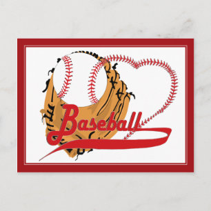 Baseball Glove & Baseball Heart Postcard