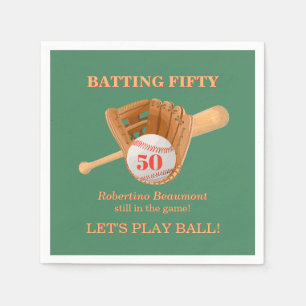 Baseball Glove Batting Fifty Men's 50th Birthday Napkin