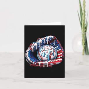 Baseball Glove Drip American Flag 4th of July Card