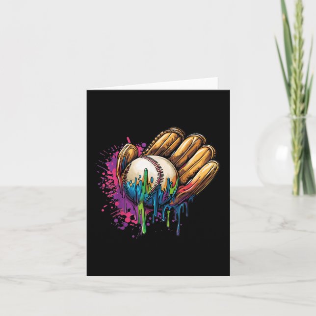 Baseball Glove Drip Funny Graphic  Card (Front)