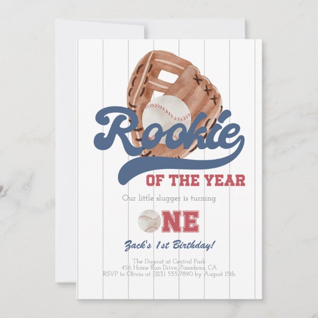 Baseball Glove First Birthday Invitation (Front)