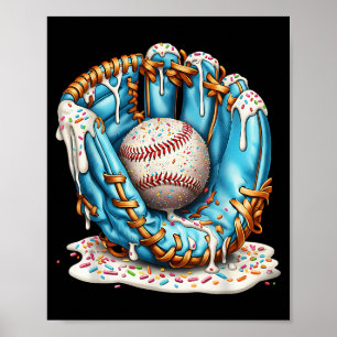 Baseball Glove Ice Cream Drip With Sprinkles Men B Poster
