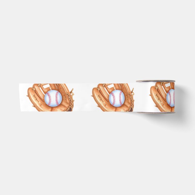 Baseball & Glove Seamless Pattern Satin Ribbon (Front)
