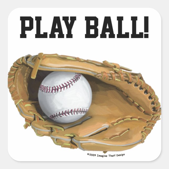 Baseball Glove Square Sticker (Front)