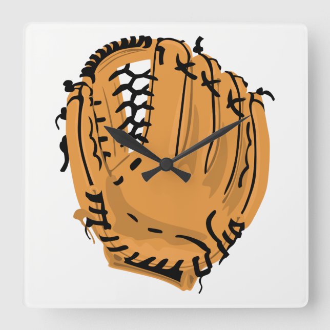 Baseball Glove Square Wall Clock (Front)