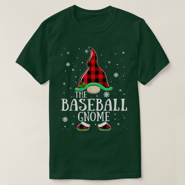 Baseball Gnome Buffalo Plaid Matching Family Chris T-Shirt (Design Front)