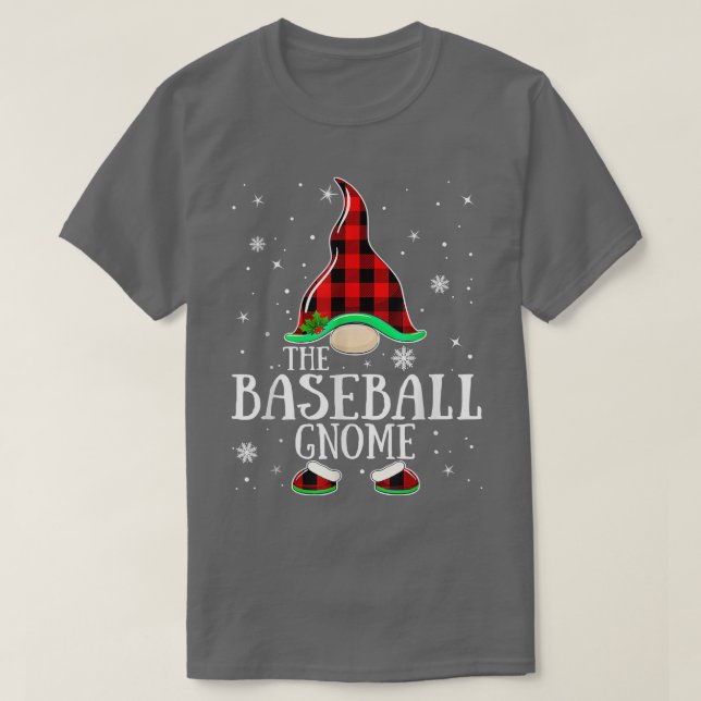 Baseball Gnome Buffalo Plaid Matching Family Chris T-Shirt (Design Front)