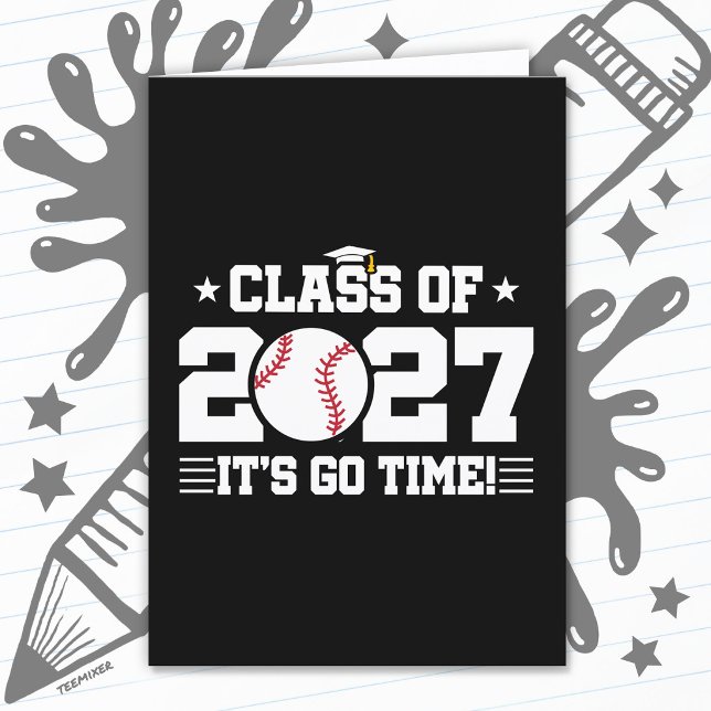 Baseball Graduation Go Time Senior Class of 2027 Card (Creator Uploaded)