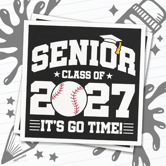 Baseball Graduation Go Time Senior Class of 2027 Napkin (Creator Uploaded)