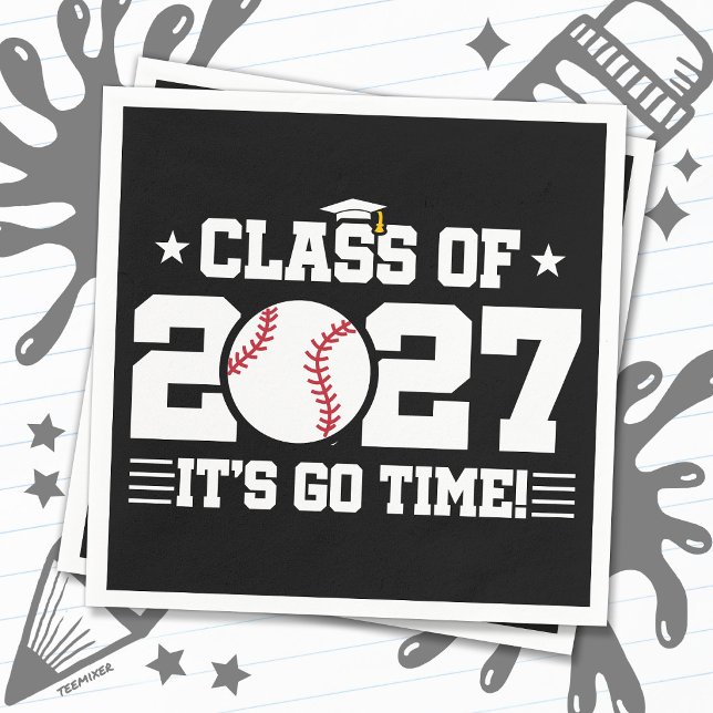 Baseball Graduation Go Time Senior Class of 2027 Napkin (Creator Uploaded)