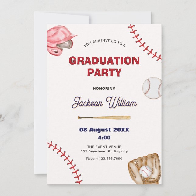 Baseball graduation invitation (Front)