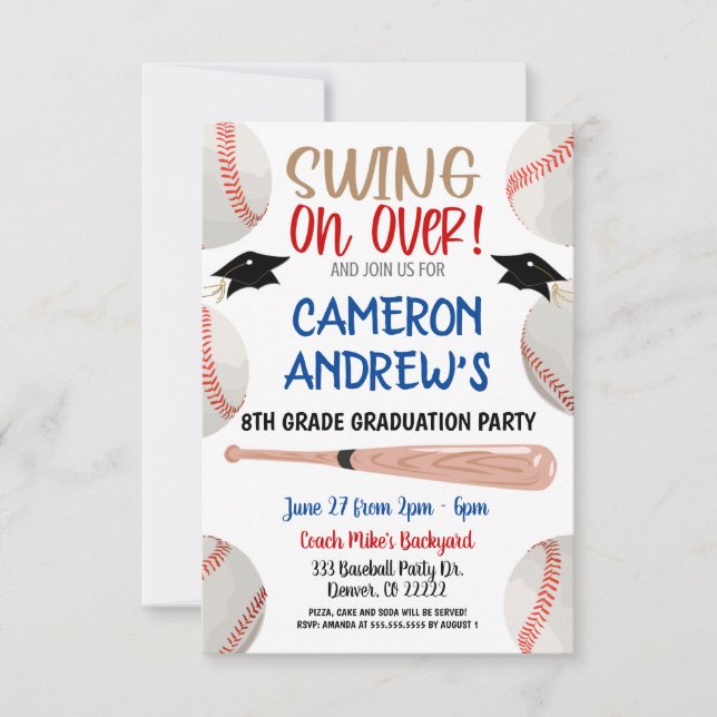 Baseball Graduation Party Invitation (Front)