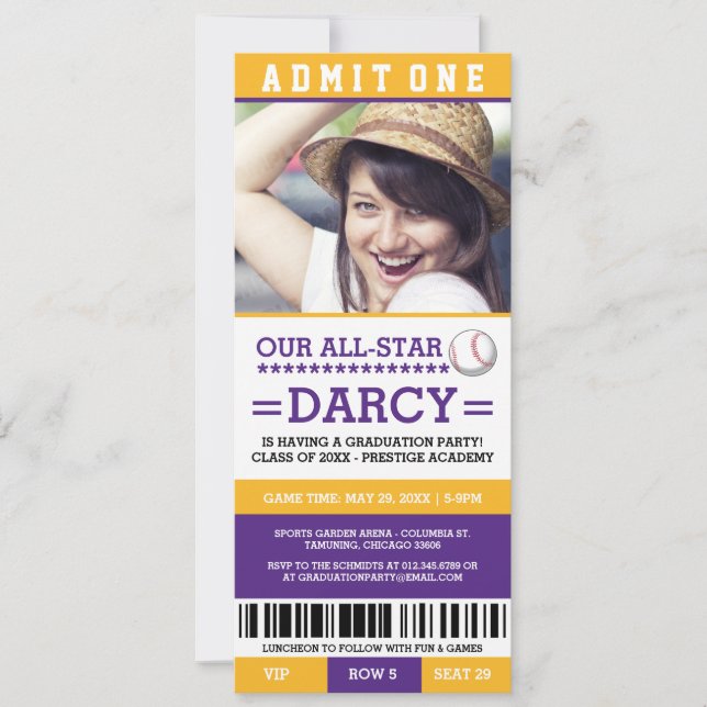 Baseball Graduation Party Invites (Front)