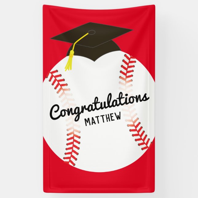 Baseball Graduation Party Sports Banner (Vertical)