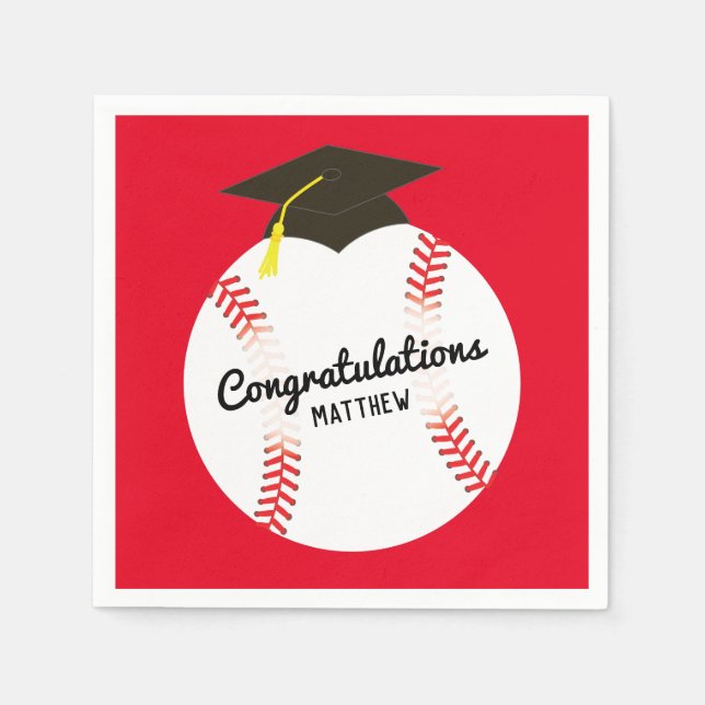 Baseball Graduation Party Sports Napkin (Front)