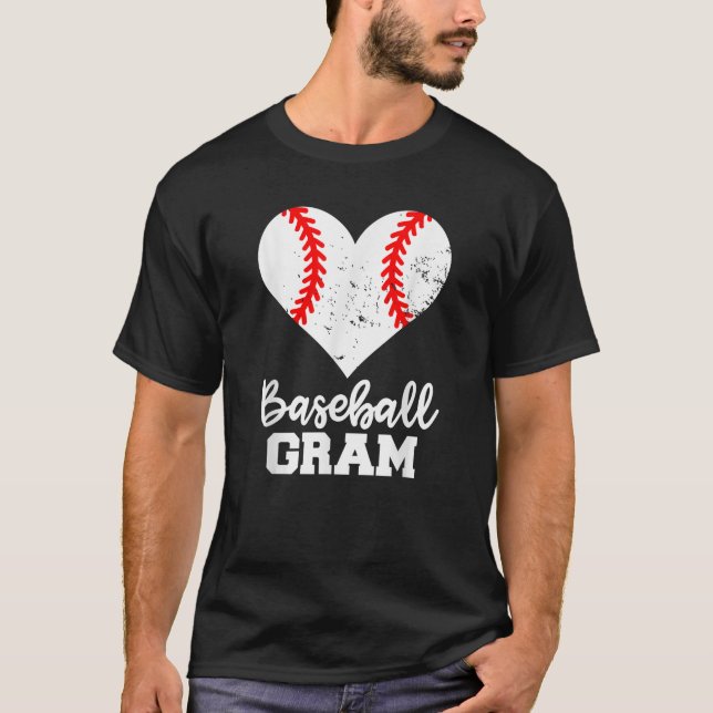 Baseball Gram Funny Baseball Heart Grandma Gram T-Shirt (Front)