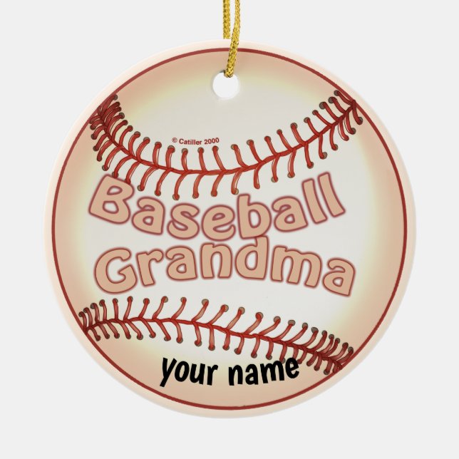 Baseball Grandma   Ceramic Tree Decoration (Front)