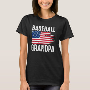 Baseball Grandpa American Flag Grandson Papa 4th O T-Shirt