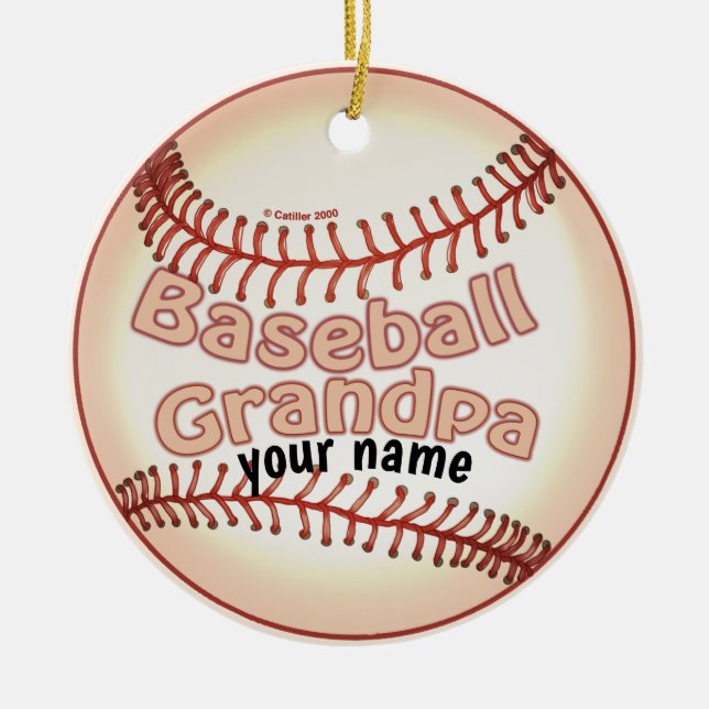Baseball Grandpa Ceramic Tree Decoration (Front)