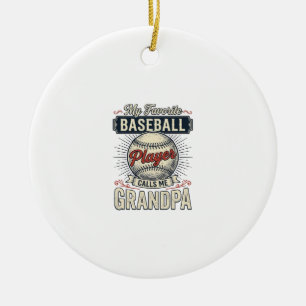 Baseball Grandpa Vintage Engraving Shirt Design_1 Ceramic Tree Decoration