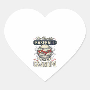 Baseball Grandpa Vintage Engraving Shirt Design_1 Heart Sticker