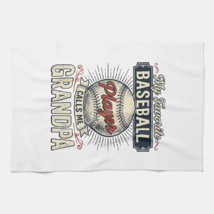 Baseball Grandpa Vintage Engraving Shirt Design_1 Tea Towel