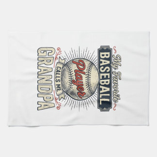 Baseball Grandpa Vintage Engraving Shirt Design_1 Tea Towel