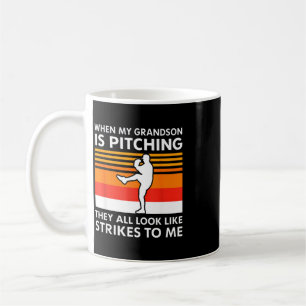 Baseball Grandson When My Grandson Is Pitching The Coffee Mug