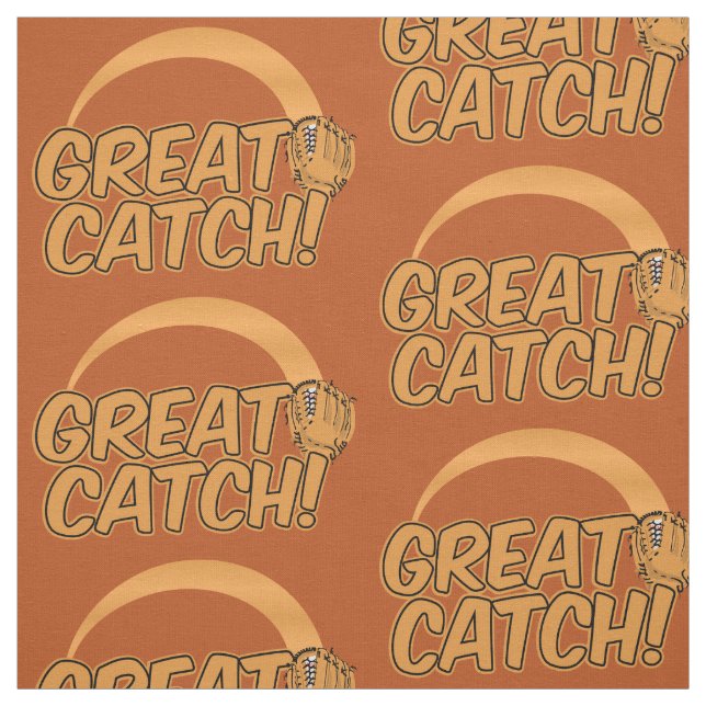 Baseball GREAT CATCH! custom fabric (Swatch)