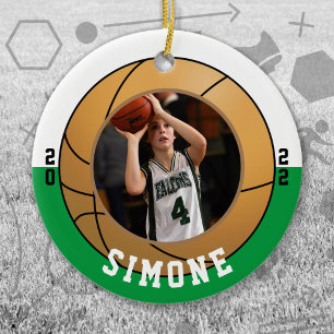 Baseball Green White Team Colours Ceramic Tree Decoration