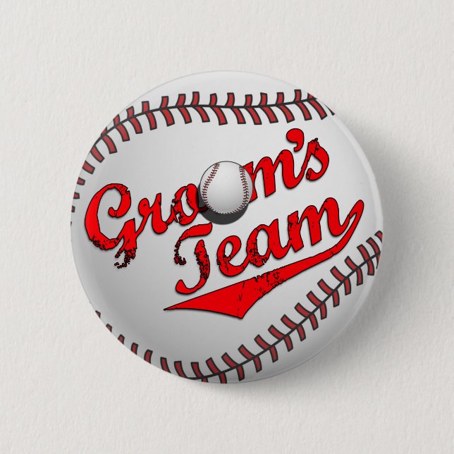 Baseball Groom's Team Button (Front)