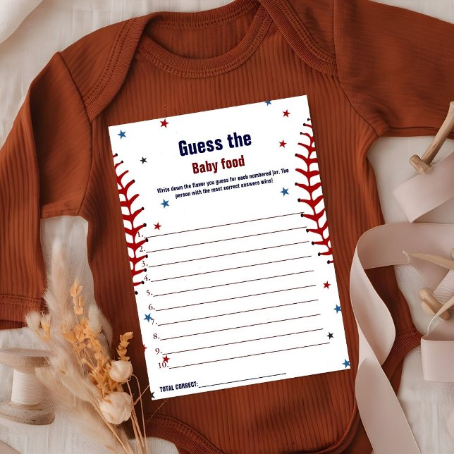 Baseball Guess The Baby Food Baby Shower Game Card (Creator Uploaded)
